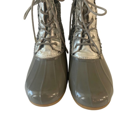 Sam Edelman Caldwell Waterproof Rain Snow Duck Silver Gray Boots Size 9 - Picture 2 of 12